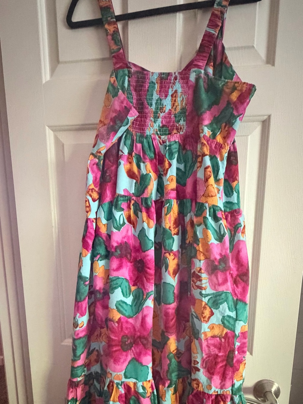 Terra & Sky Pink Green Floral Maxi Sundress